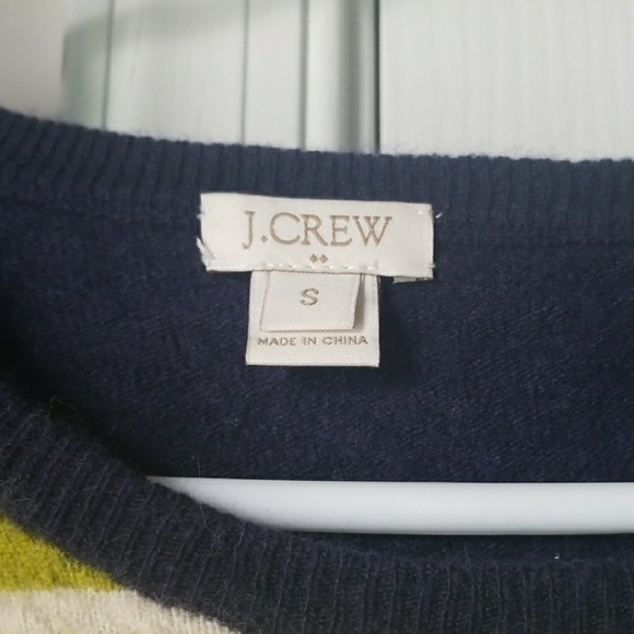 Navy and green/cream striped wool sweater - Picture 2 of 4